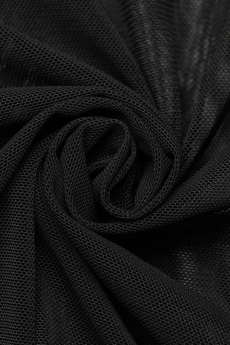 Black Long Sleeves Cross Print Slim Sheer Womens Gothic T-Shirt