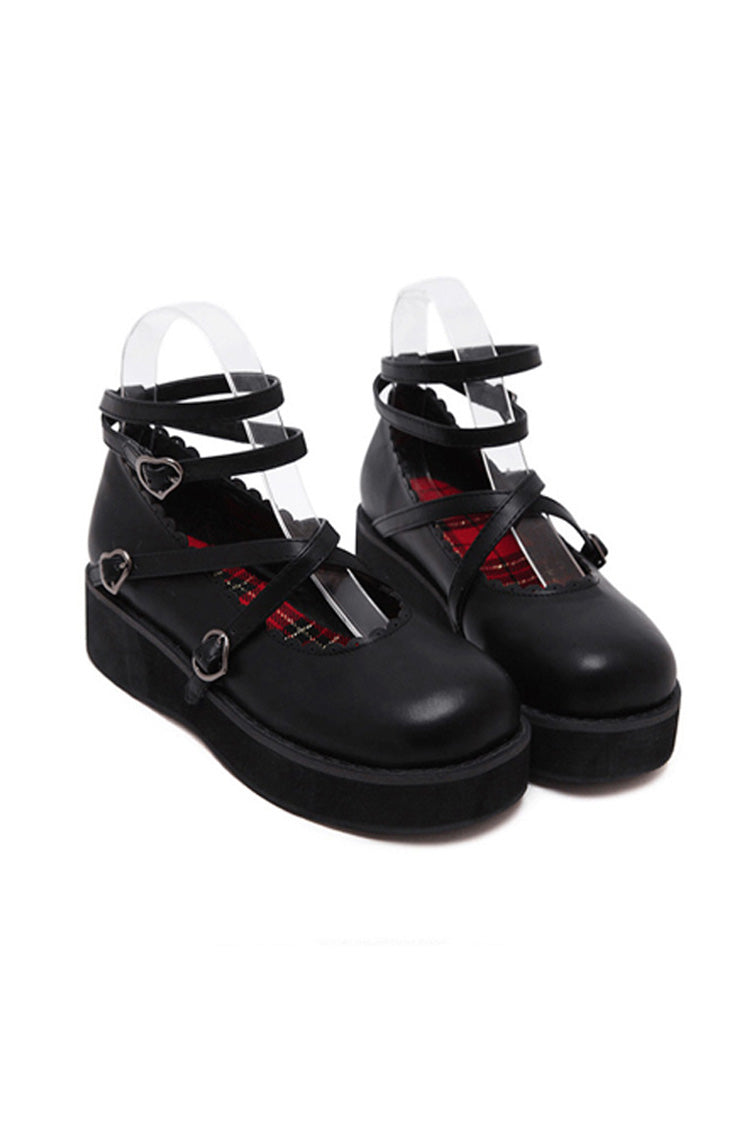 Black Doll Round Toe Soft Sister Cute Student Platform Shoes