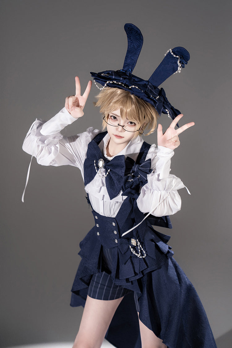 Blue Rabbit Theater Vertical Stripes Print Ouji Fashion Sweet Prince Cool Lolita Shorts