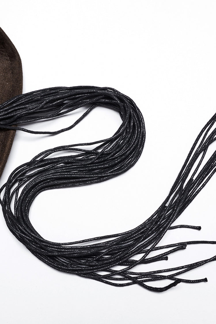 Brown Tassels Feather Skull Men's Punk Hat