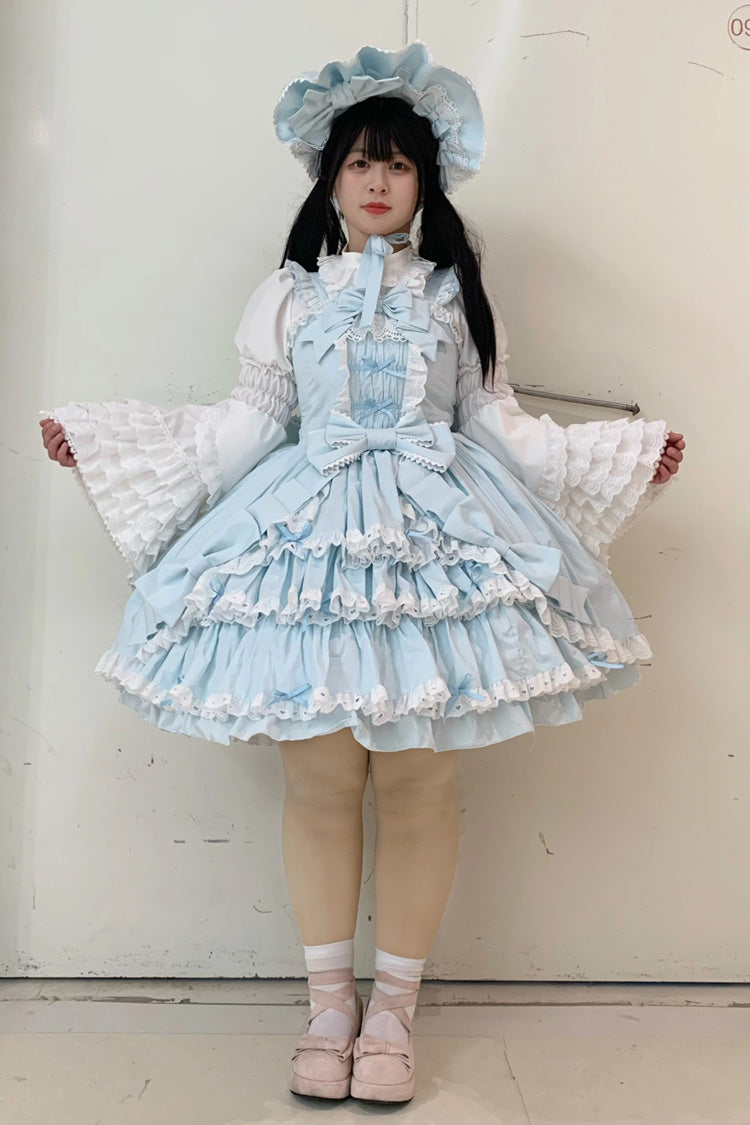 [Grisha] Gilet sans manches à volants triple couche avec nœud en dentelle douce taille plus robe Lolita Jsk 3 couleurs 
