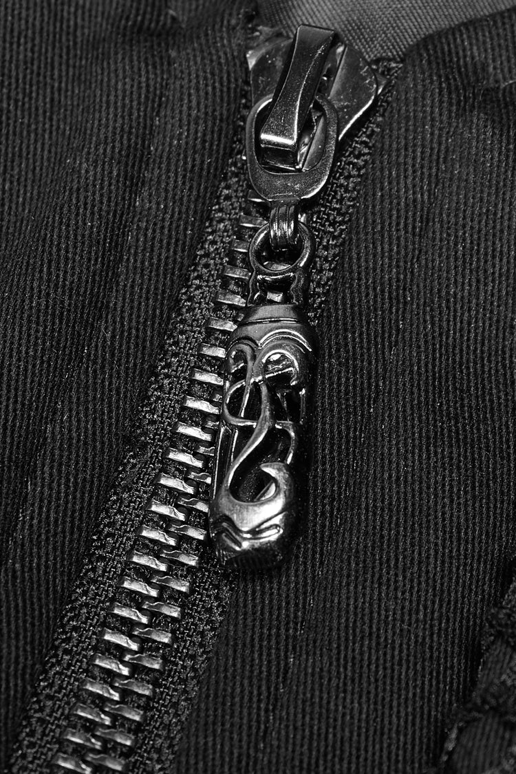 Red Metal Buckle Decoration Zipper Mens Steampunk Windbreaker Coat