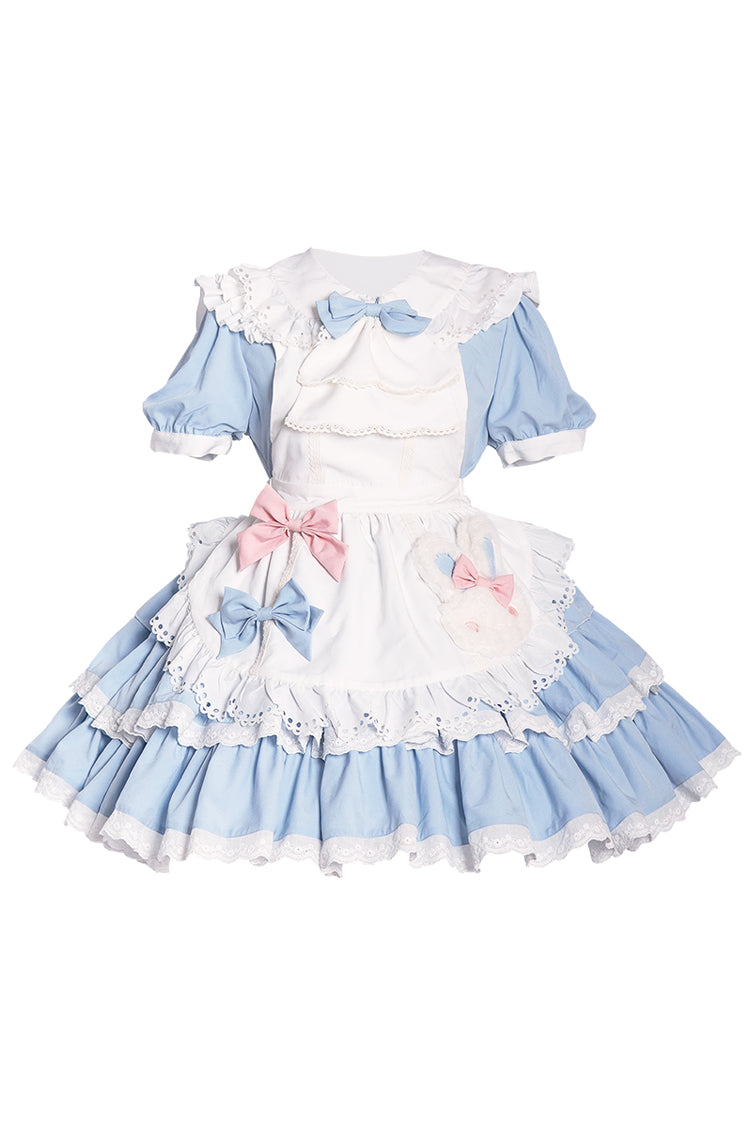 Sweet Maid Short Sleeves Double-Layered Ruffle Bowknot Lolita Dress 2 Colors