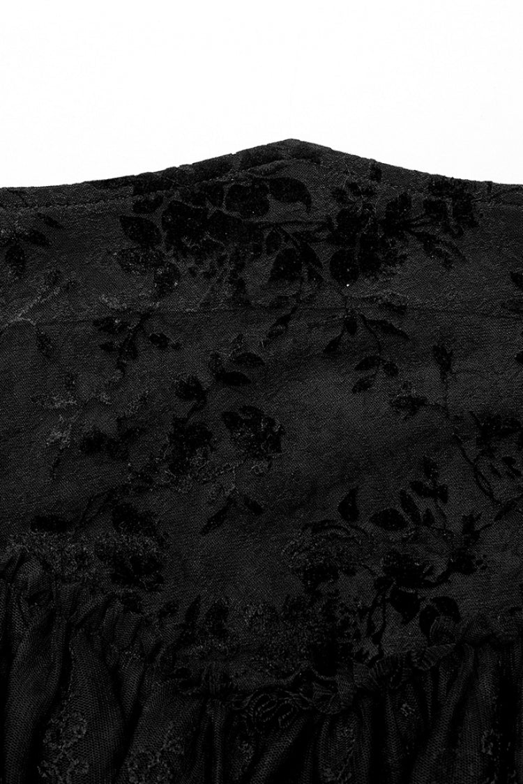Black Multi-layer Print Ruffle Stitching Lace Sheer Women's Gothic Gorgeous Skirt