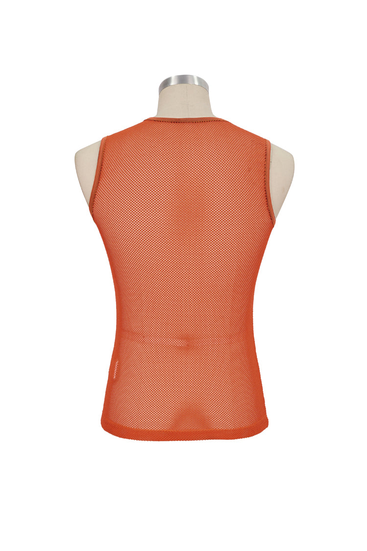 Orange Elasticity Perspective Rhombus Net Yarn Sleeveless Men's Gothic T-Shirt