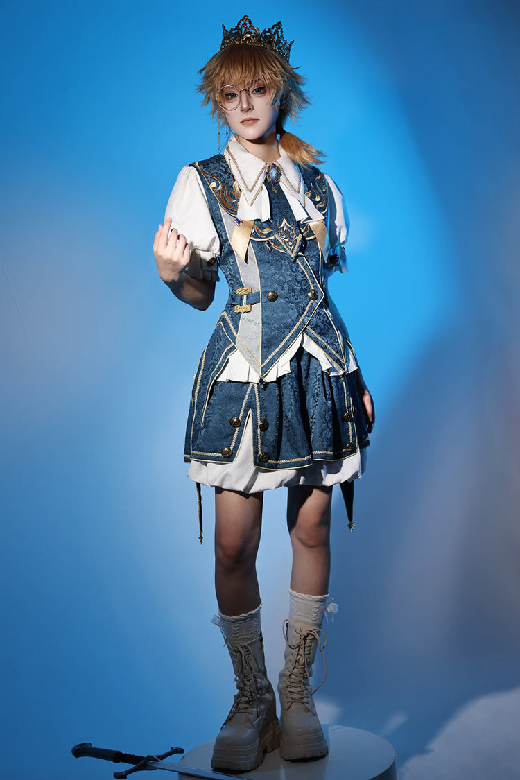 Blue [Contract Magic] Medieval Embroidery Classic Prince Handsome Ouji Lolita Coat