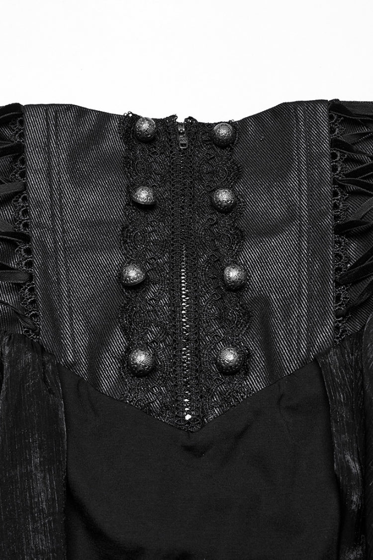 Jupe corset gothique en dentelle à volants noir pour femme 
