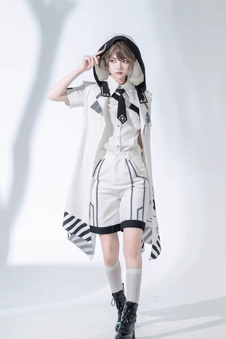 White Handsome Short Sleeves Ouji Lolita Fashion Blouse