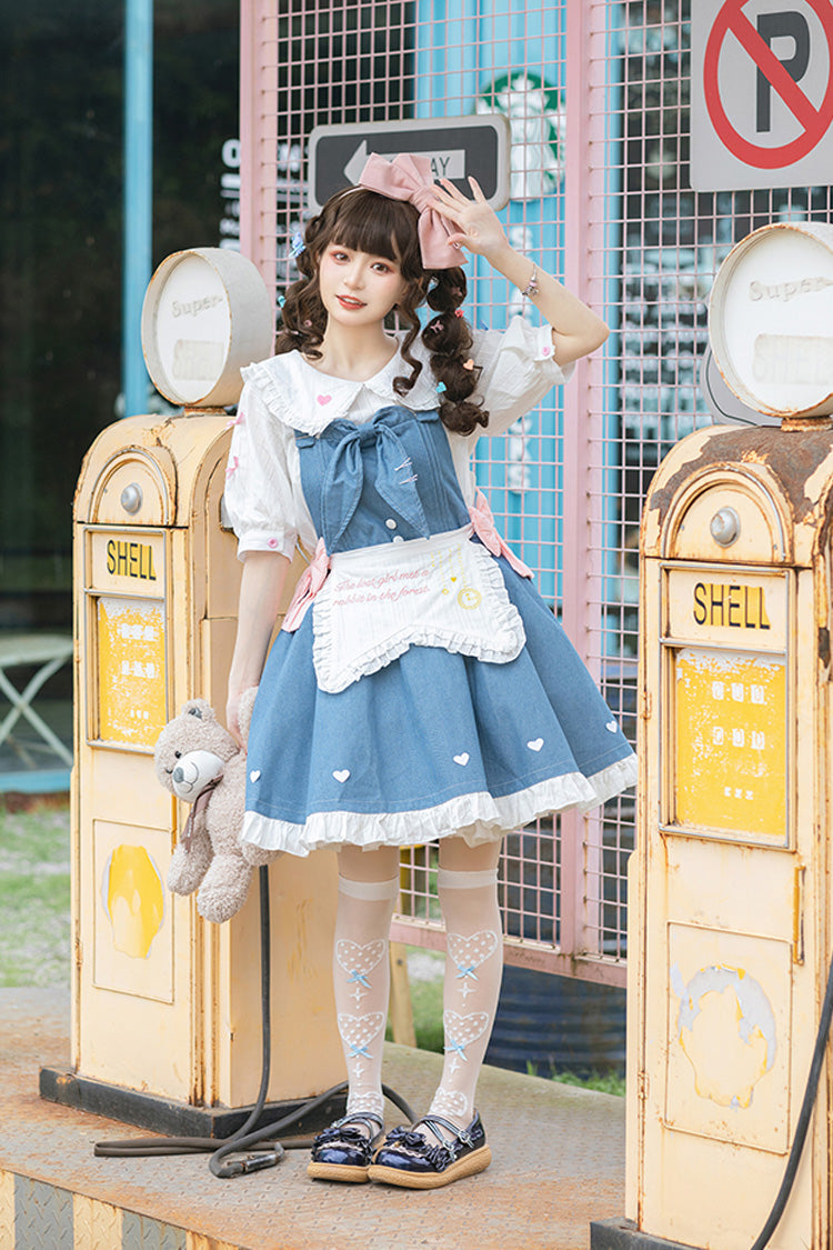 Blue [Cowboys Are Busy] Ruffle Bowknot Sweet Lolita Strap Dress