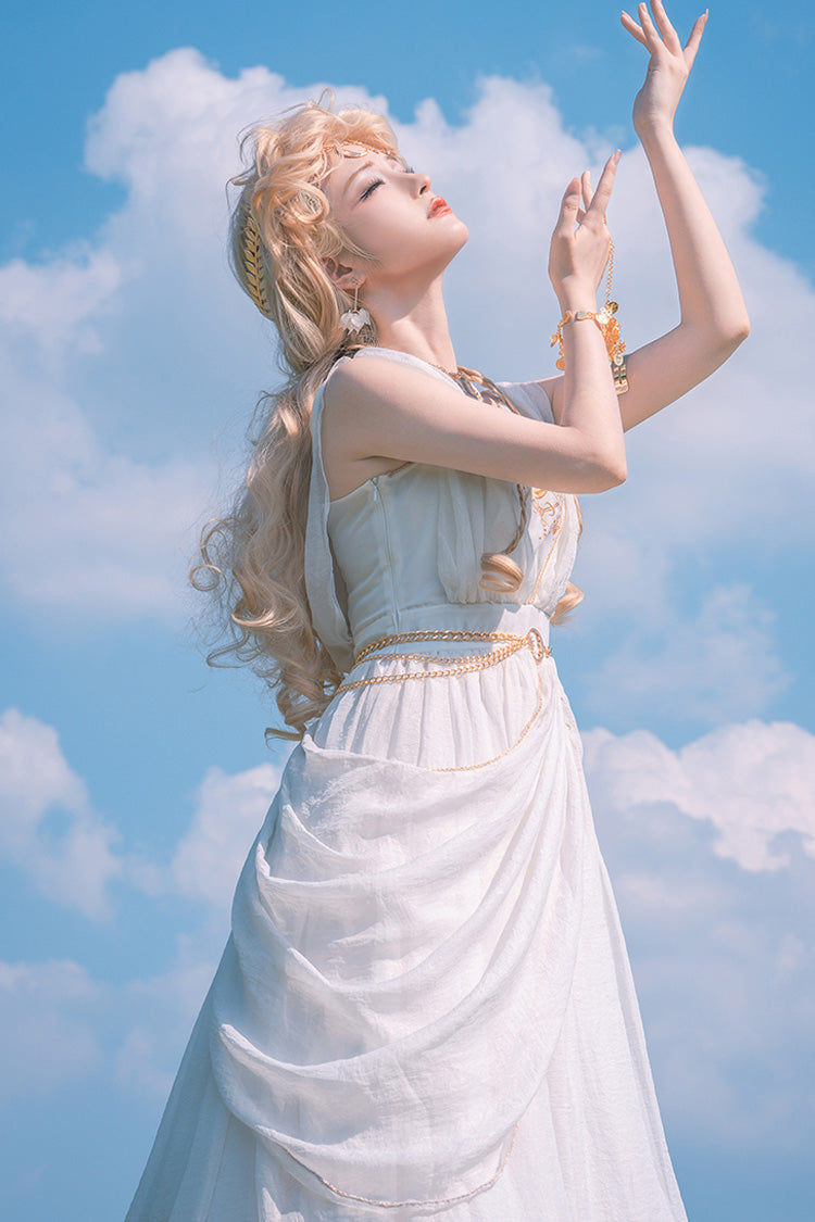 Robe Lolita Jsk élégante et douce sans manches blanche [Ragnarok] avec broderie 