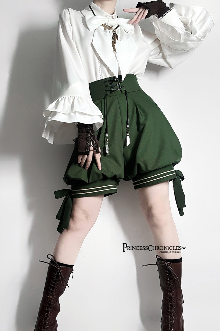 Green [Rabbit Feather] Sweet Prince Handsome Ouji Lolita Shorts