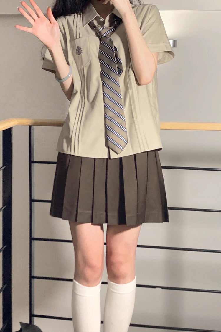Brown College Style Sweet Japanese School Pleated Skirt