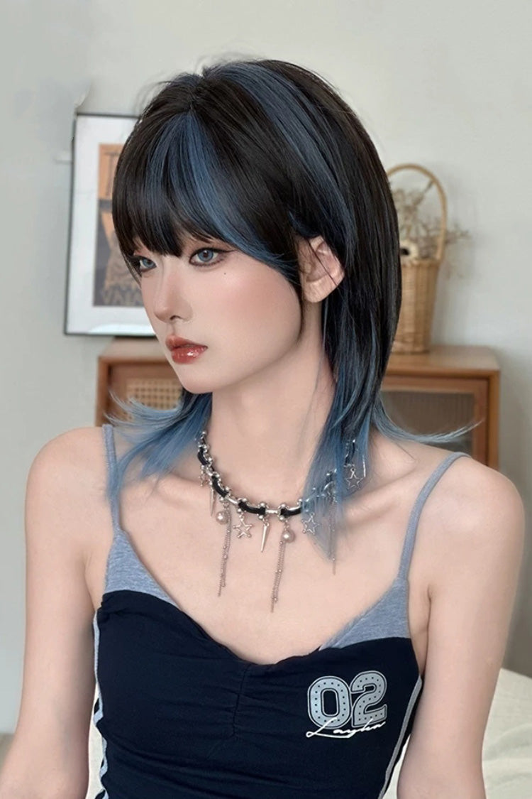 Ombre Wolf Cut Samurai Style Clavicle‑Length Sweet Lolita Full Wig 2 Colors