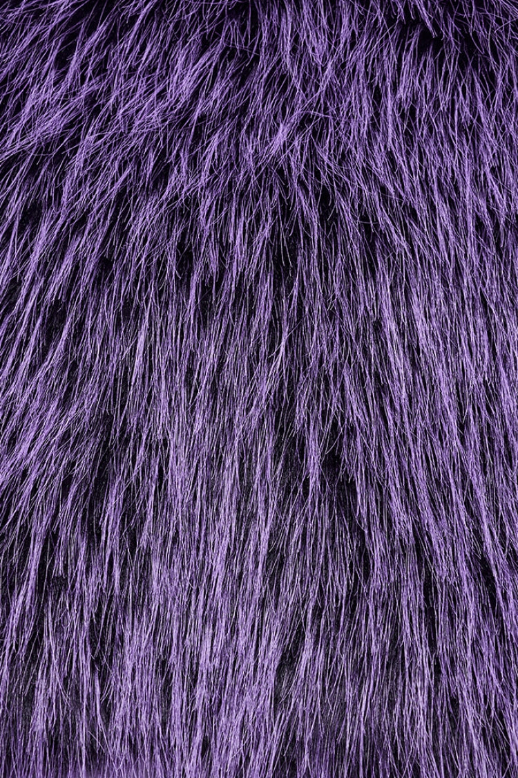 Cape gothique pour femme en fausse fourrure dégradée sans manches avec col montant violet 