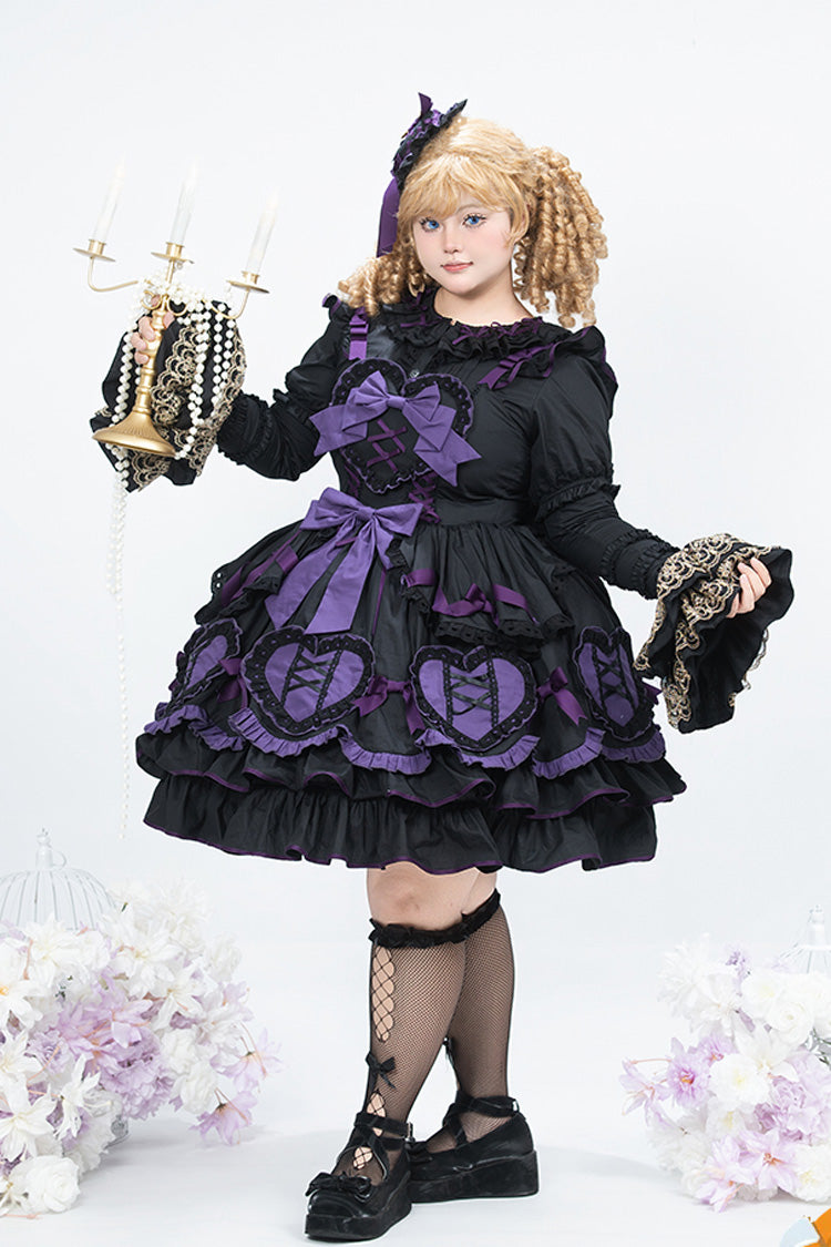 Black/Purple [Frosted Sugar Gift Box] Sleeveless Ruffle Bowknot Gothic Plus Size Princess Lolita Jsk Dress