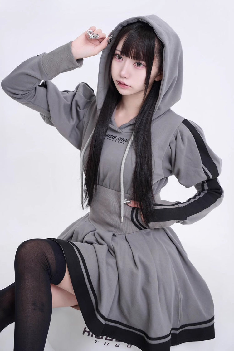 Japanese Long Sleeves Ruffle Bowknot Punk Jirai Kei Sweater Dress 3 Colors