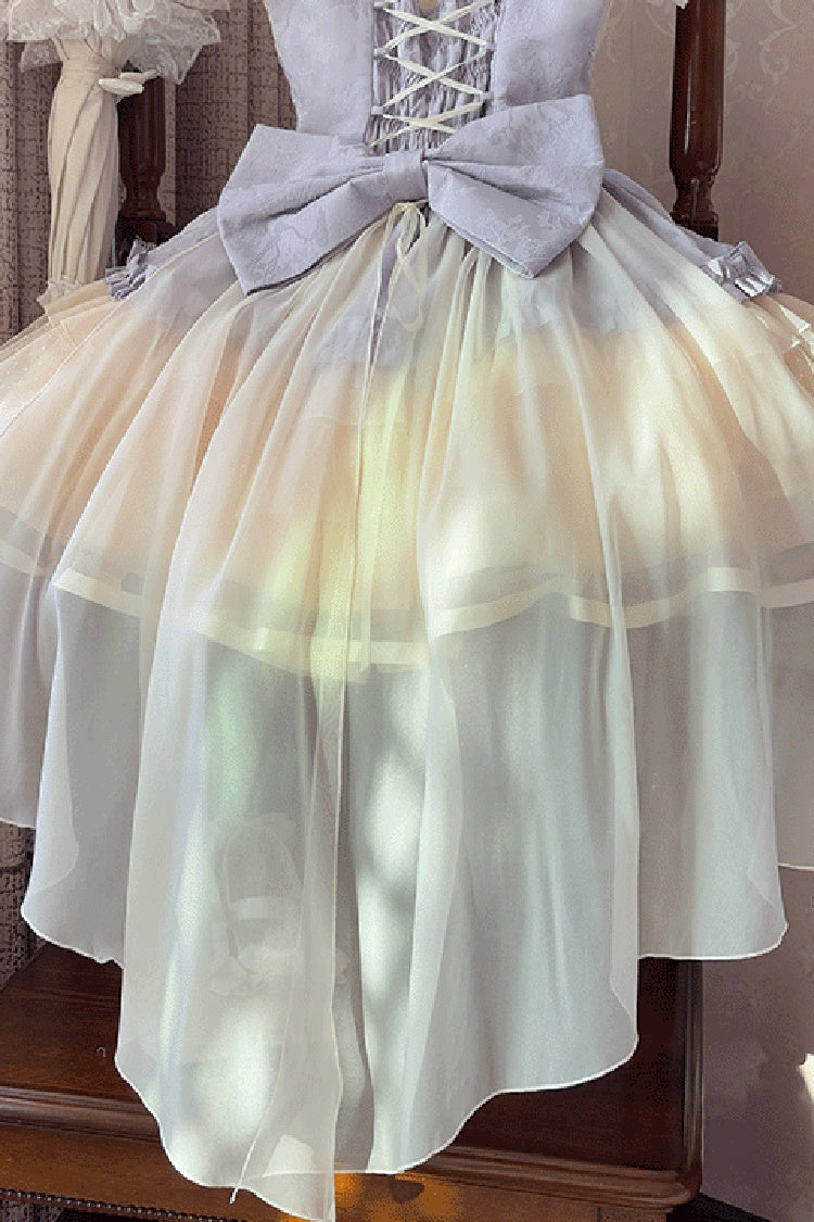 Purple/Ivory Dance of Time Triple-Layered Ballet Style Bowknot Lace-Up Sweet Lolita Jsk Dress