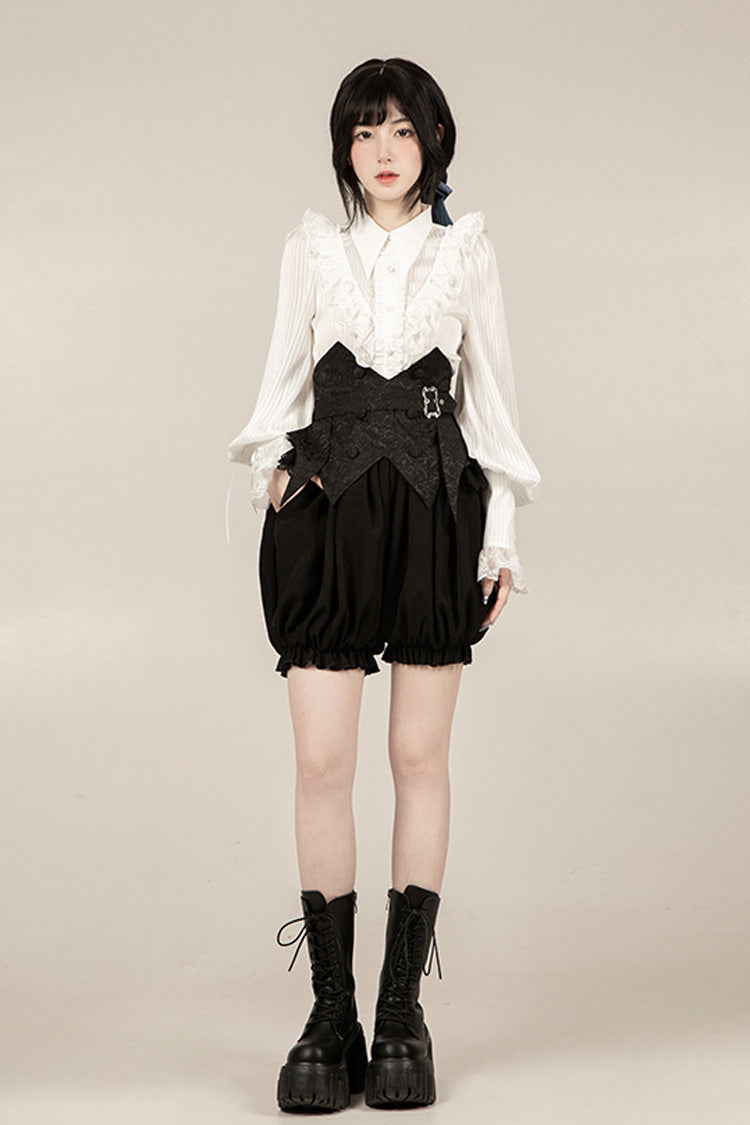 Black [Gold Hunter] Long Sleeves Pirate Style Gothic Shorts