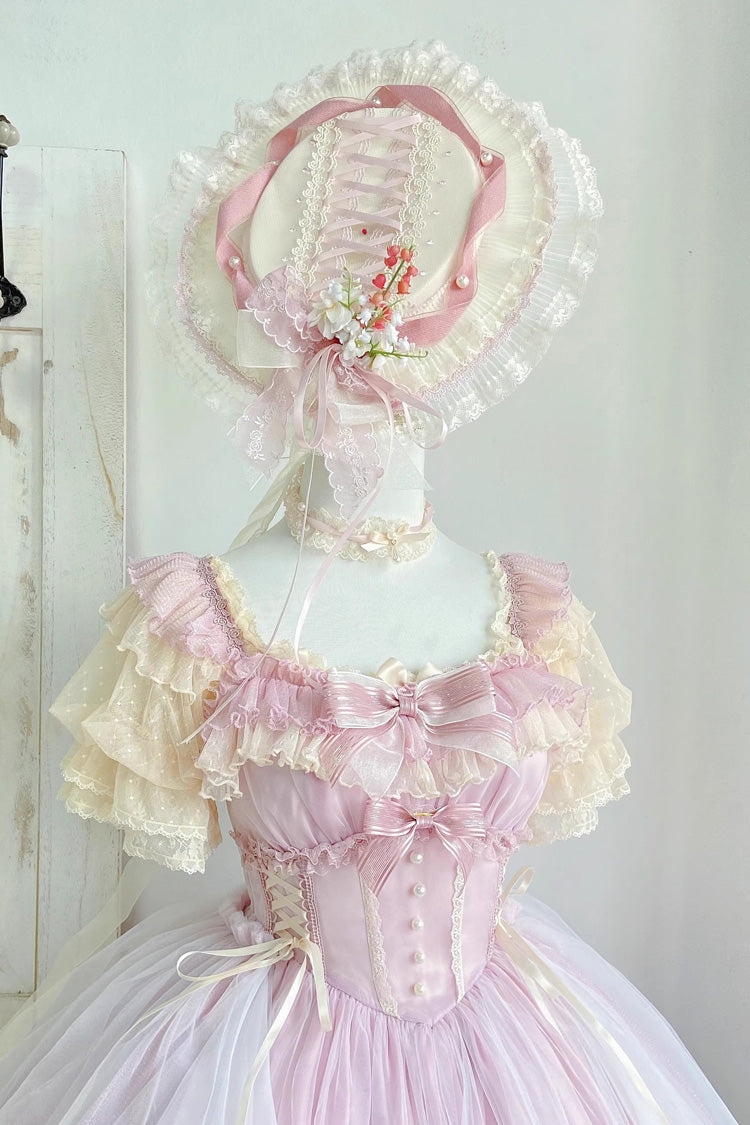 [Cream Point] Short Sleeves Embroidery Bowknot Lace Sweet Lolita Blouse