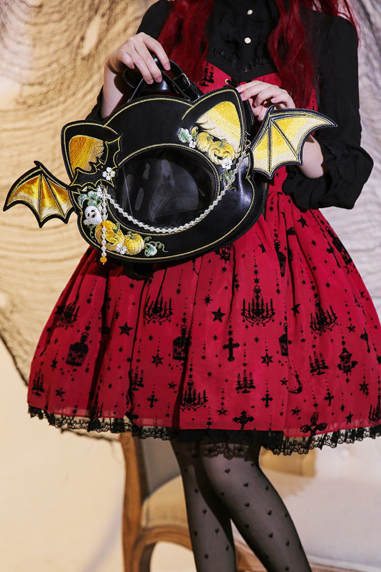Black Devil Pumpkin Embroidery Gothic Vintage Lolita Bag