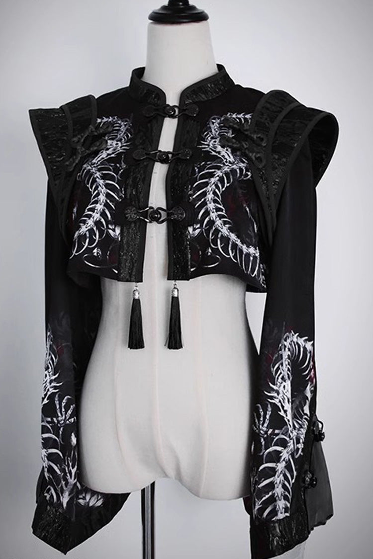 [Bone Dragon] Long Sleeves Print Ouji Fashion Classic Lolita Coat 2 Colors