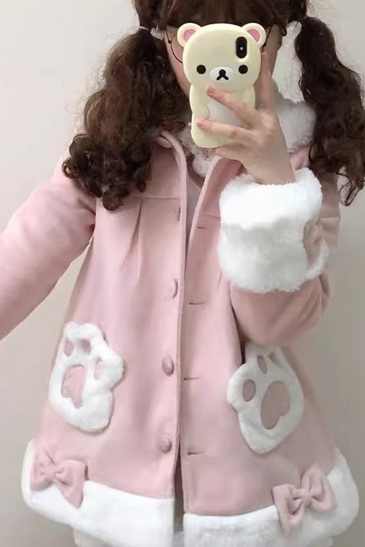 Calico Cat Langarm Schleife Kapuze Alltags Süßer Lolita Mantel 3 Farben
