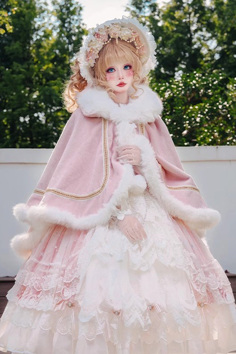 [Snowflake Ballad] Sweet Princess Fur-Collar Lolita Coat Cloak 7 Colors