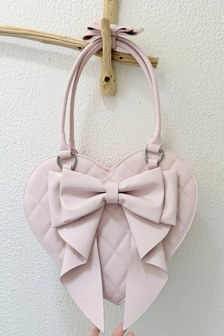 Sweet Lolita Big Bow Heart Quilted Girly Handbag 4 Colors
