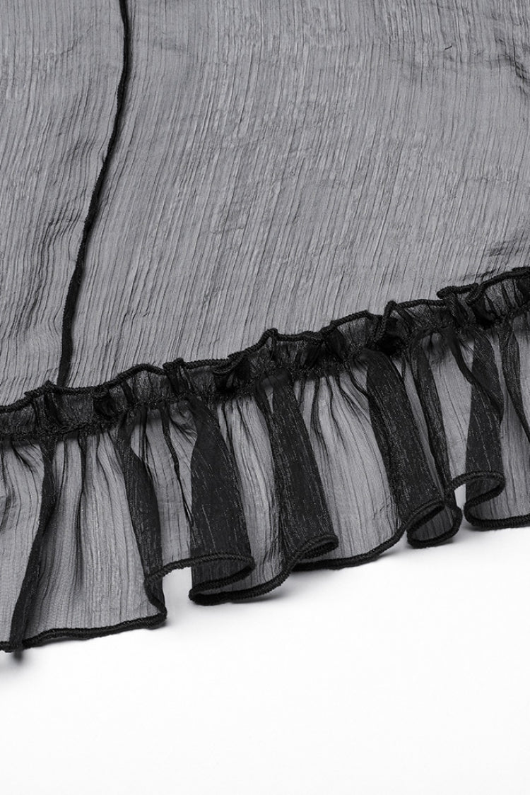 Jupe corset gothique en dentelle à volants noir pour femme 