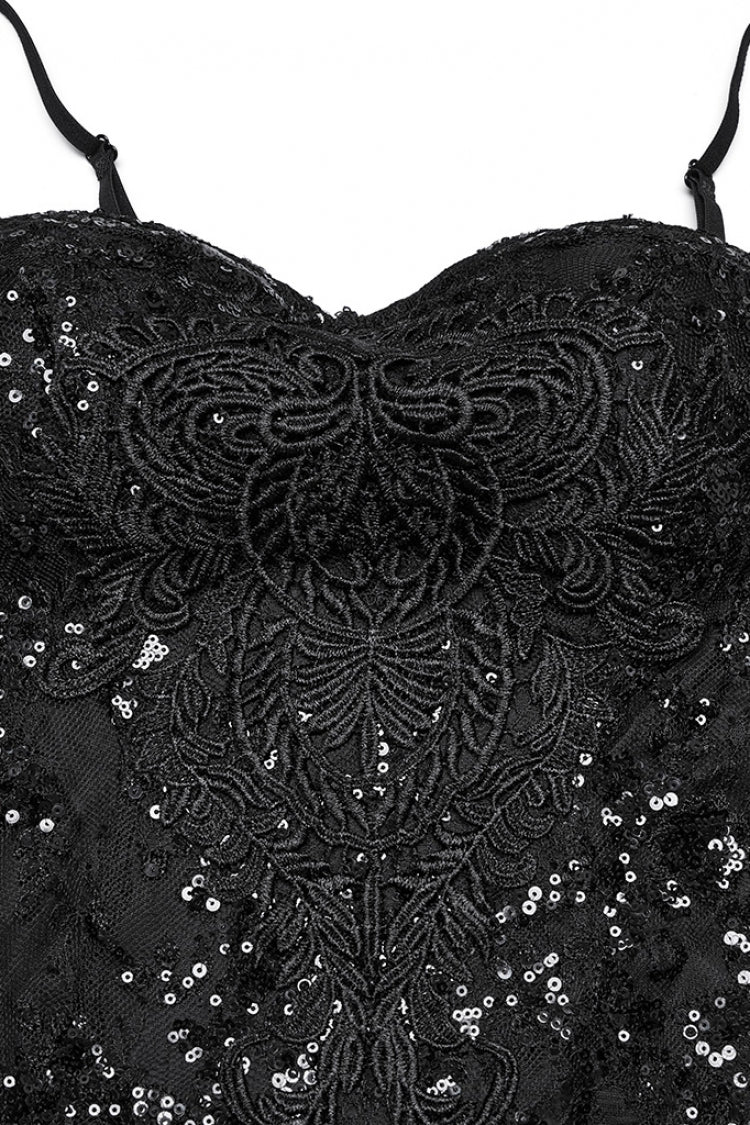 Black Off Shoulder Embroidery Lace Slim Women's Gothic Gown Fishtail Dress