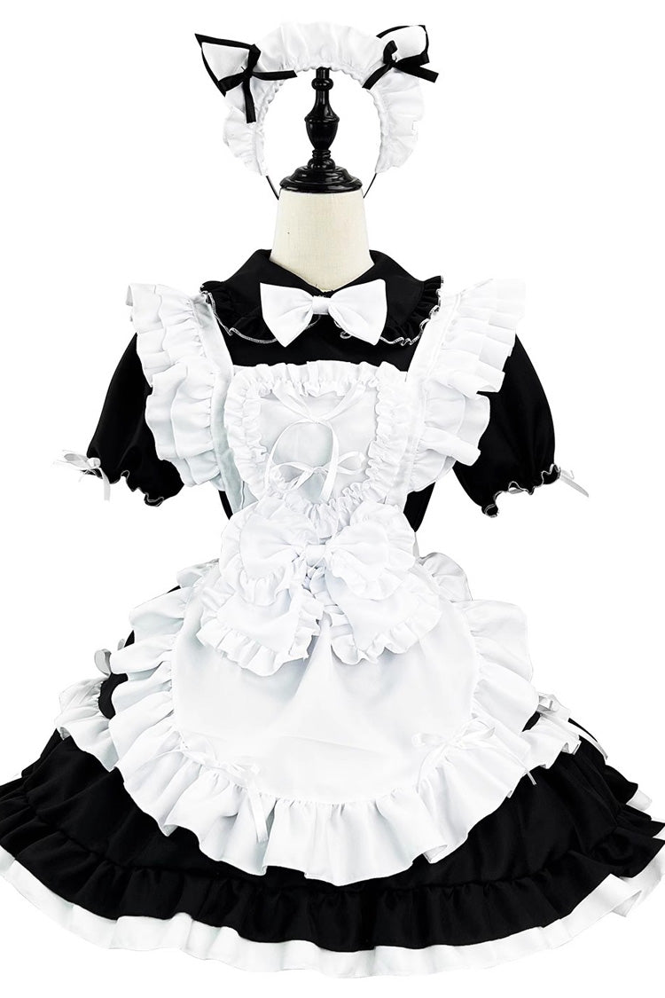 Black/White Maid Short Sleeves Ruffle Plus Size Sweet Lolita Dress