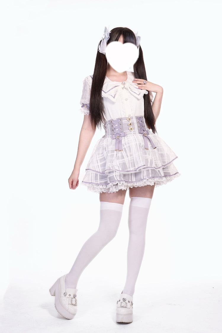 [Love Hanabi] Triple-Layered Bowknot Lace-Up Organza Sweet Jirai Kei Japanese Skirt 3 Colors