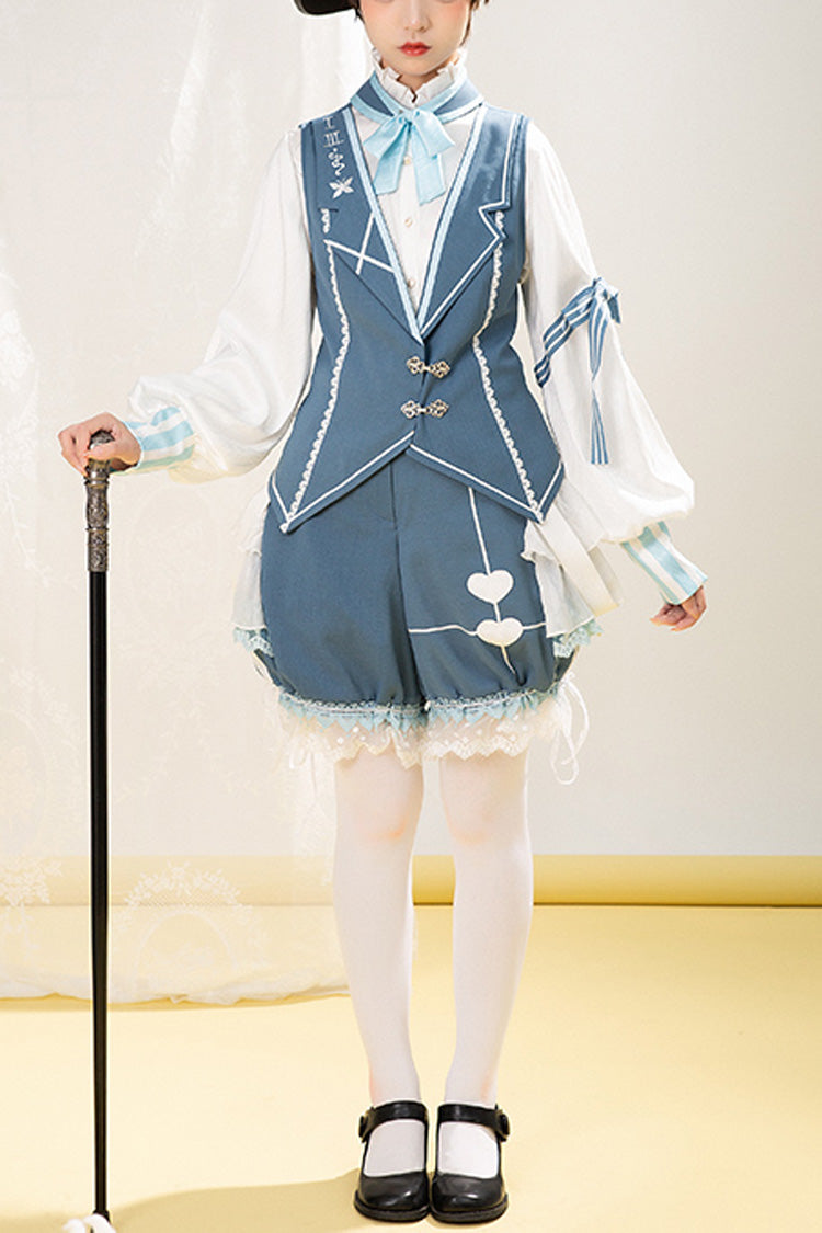 Blue/White Alice Detective Series Ouji Lolita Set