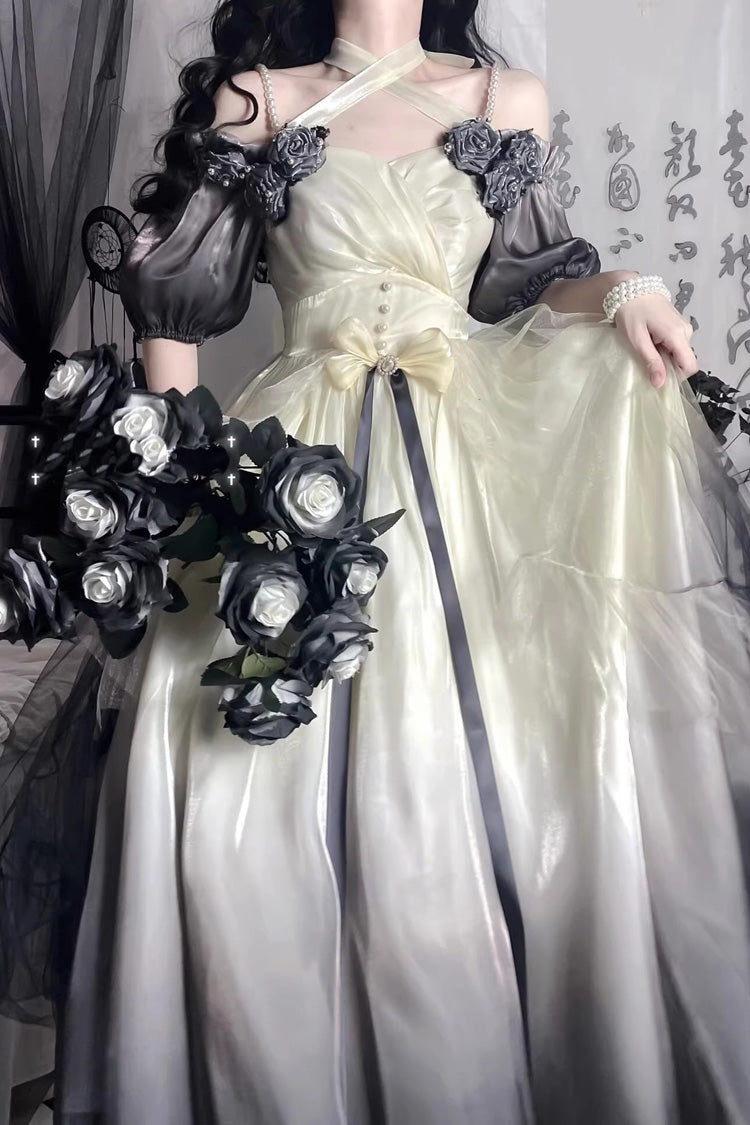 Multi-Color Rose Short Sleeves Ruffle Hanayome Sweet Princess Lolita Dress