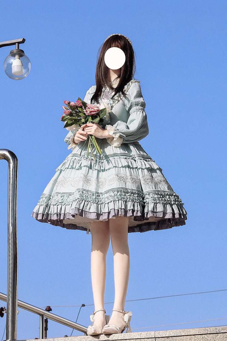 Thorn Rose Long Sleeves Ruffle Bowknot Sweet Princess Lolita Dress 2 Colors