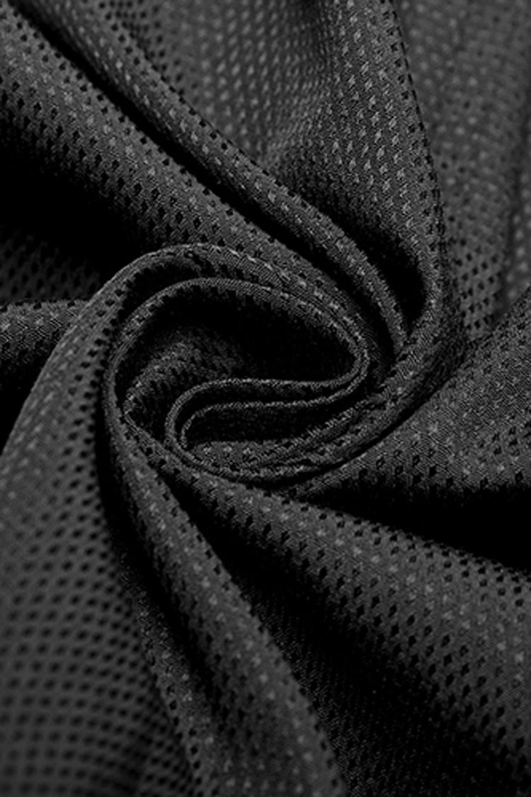 Schwarze gestreifte langärmlige Gothic-Bluse für Herren mit Krawatte