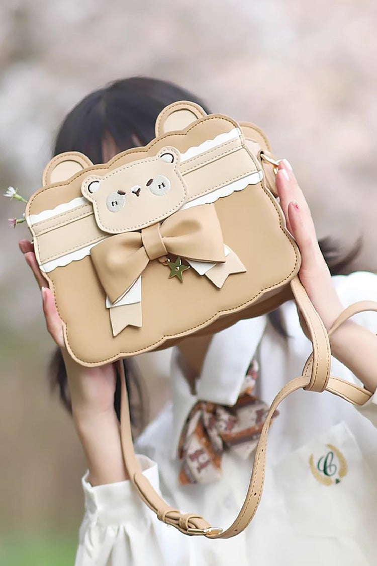 Brown Bowknot Bear Sweet Lolita Crossbody Bag