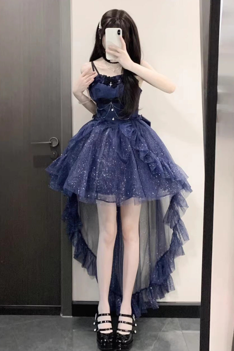 Blue Cardigan Sweet Elegant Princess Lolita Jsk Dress Set