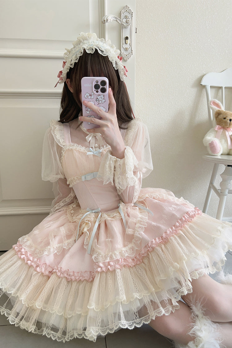 [Flower Season] Bowknot Lace Sweet Ballet Lolita Jsk Dress 4 Colors