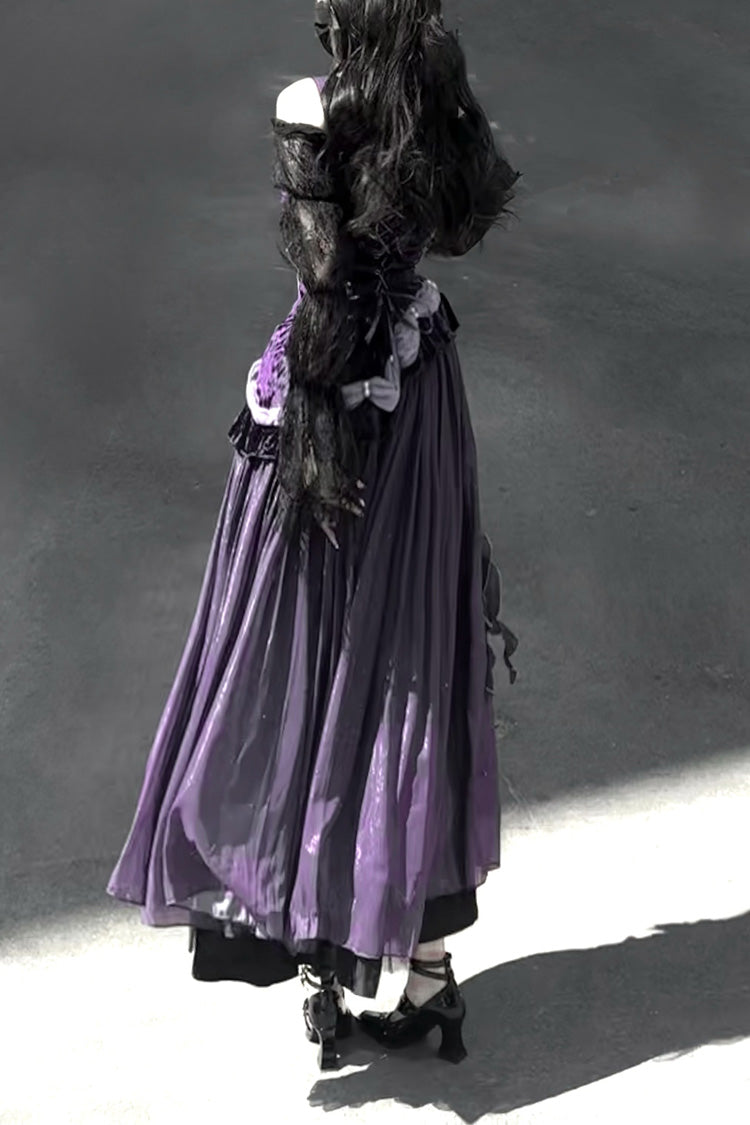 Purple [Madame Butterfly] Ruffle Bowknot Lace Sweet Elegant Gorgeous Lolita Jsk Dress