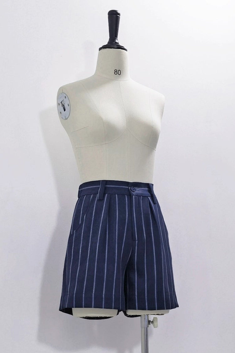 Blue Rabbit Theater Vertical Stripes Print Ouji Fashion Sweet Prince Cool Lolita Shorts