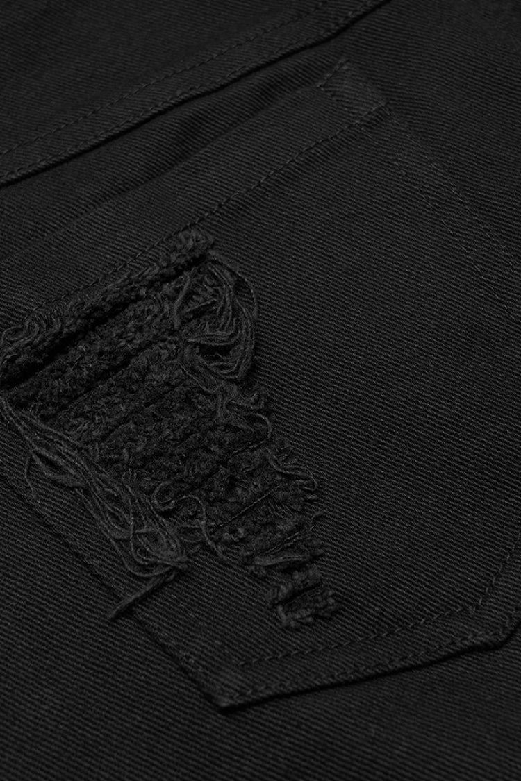 黒の五芒星プリントスリム破れメタルネイルデコレーションレディーススチームパンクスカート