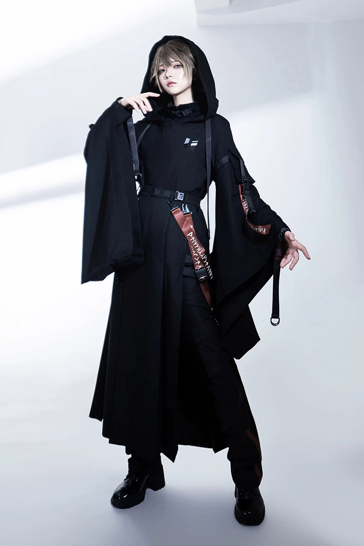 Noir [Nameless Blade] Ensemble jupe gothique Prince Ouji Lolita à manches longues et col montant