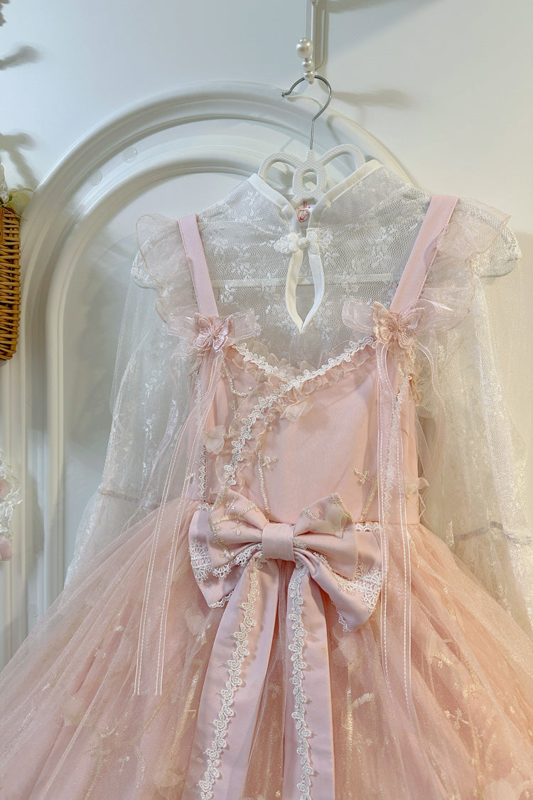 Sweet Sleeveless Ruffle Embroidery Bowknot Lace Chinese Style Lolita Jsk Dress 2 Colors