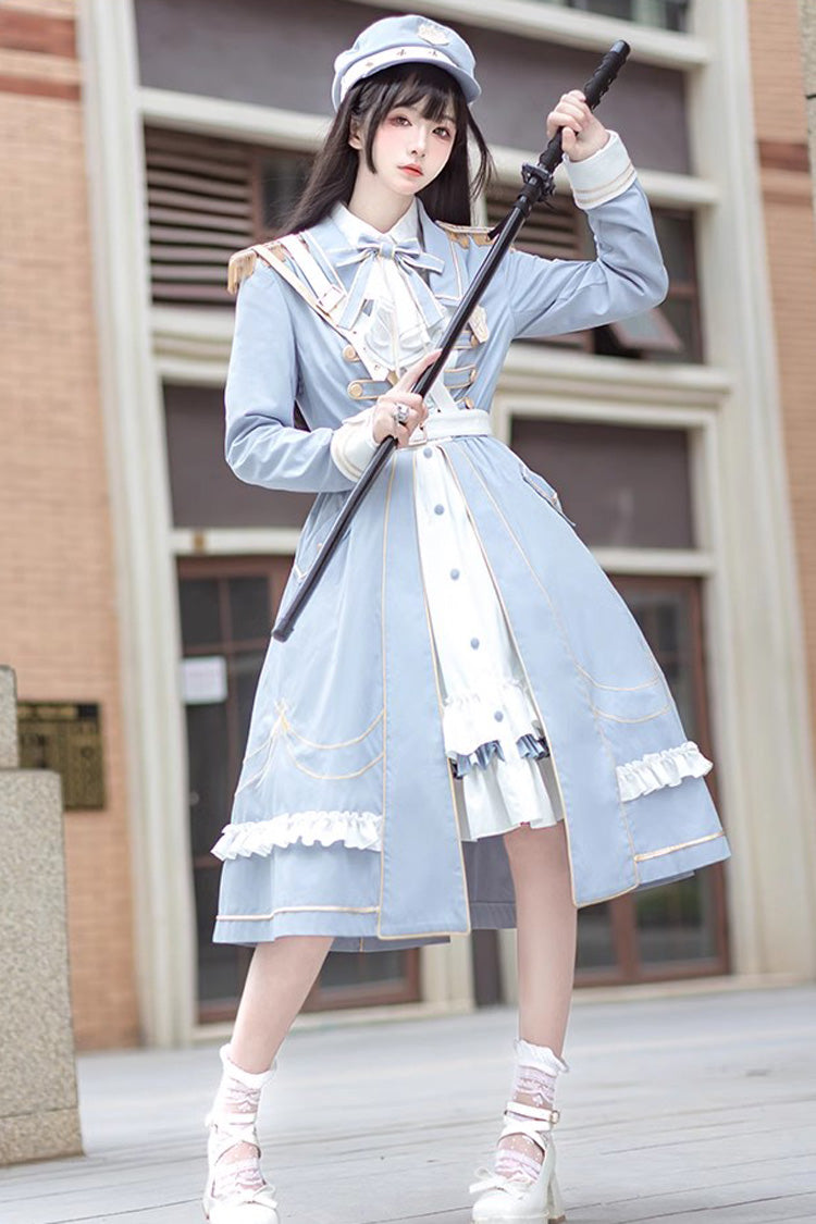 Blue Star Ocean Fantasy Cardigan Bowknot Sweet Military Elegant Lolita Dress