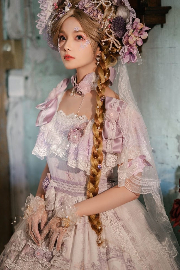 Purple The Key to the Secret Realm Gorgeous Wedding Princess Sweet Lolita Dress Set