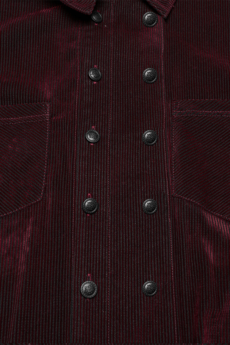 Schwarz/Rot Doppelreihige Lange Puffärmel Herren Gothic Bluse 