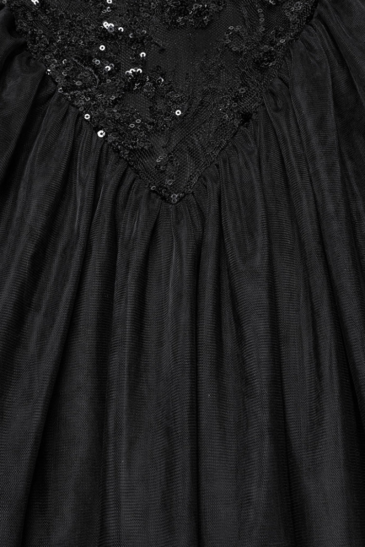 Black Off Shoulder Embroidery Lace Slim Women's Gothic Gown Fishtail Dress