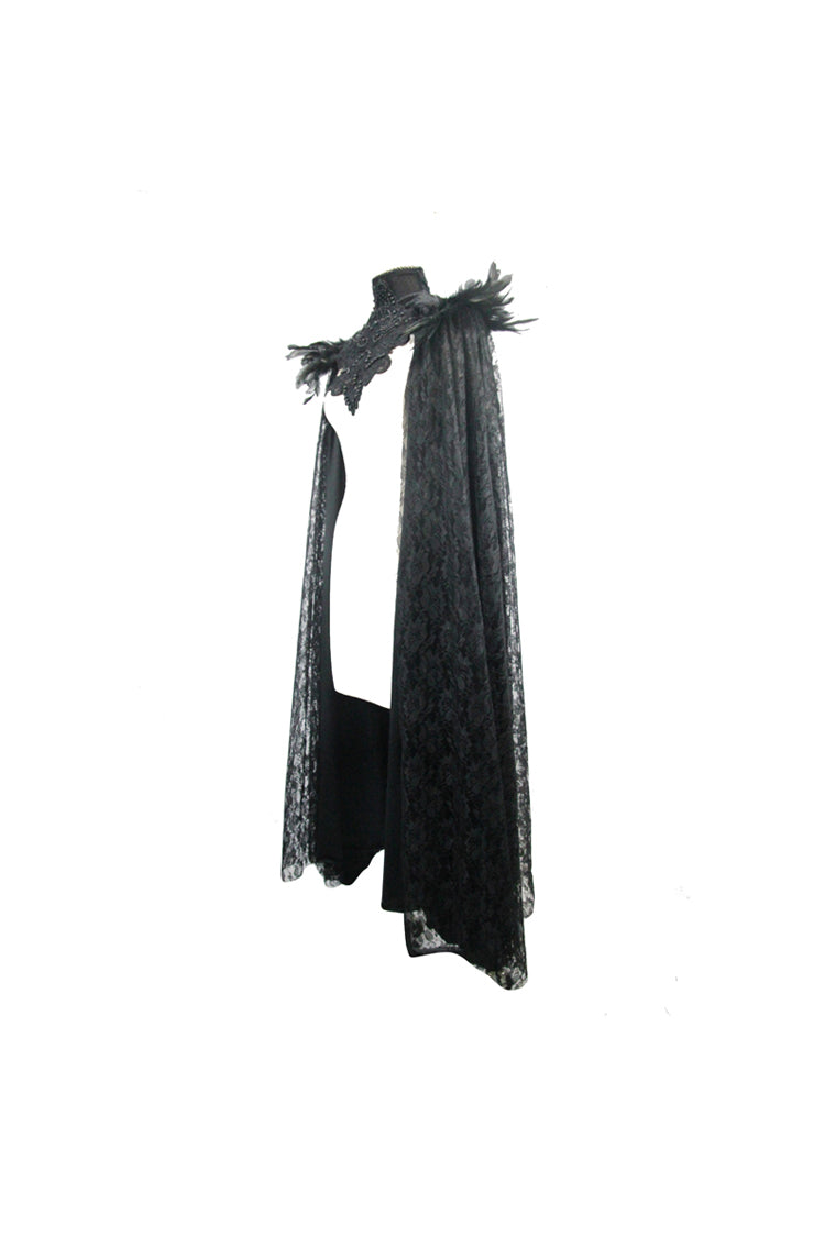 Black Palace Style Lace Long Women's Gothic Cloak