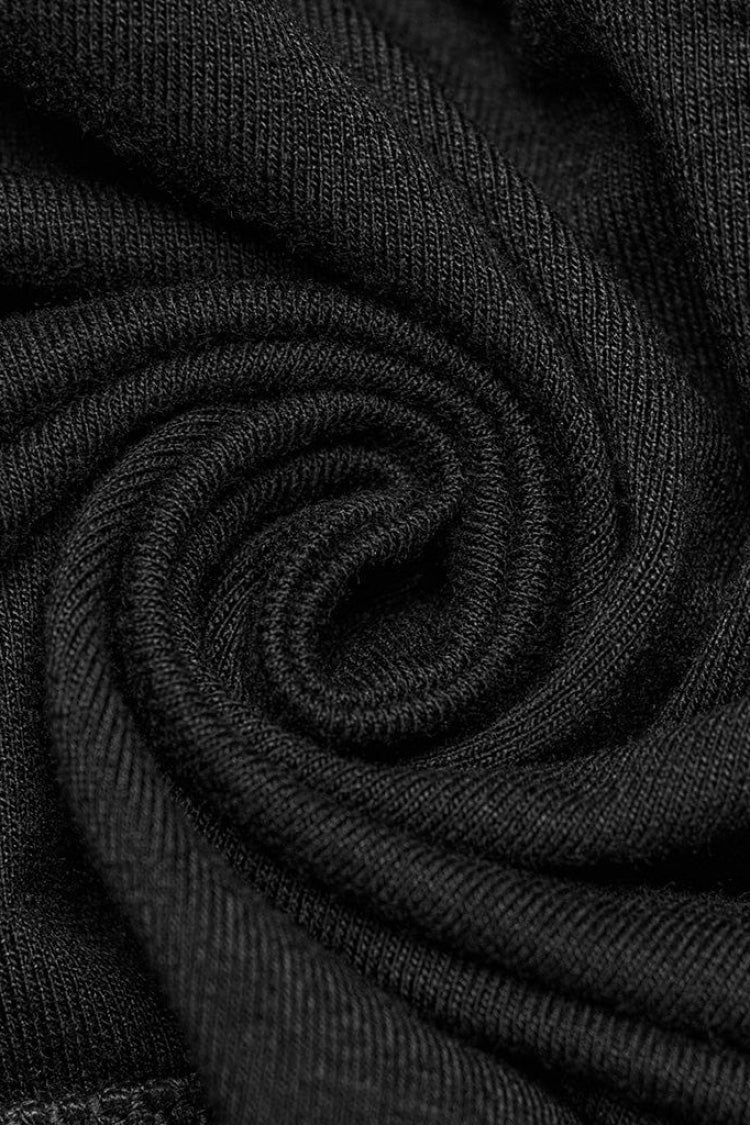 Black Short Sleeves Hollow Metal Chain Womens Steampunk Halterneck T-Shirt